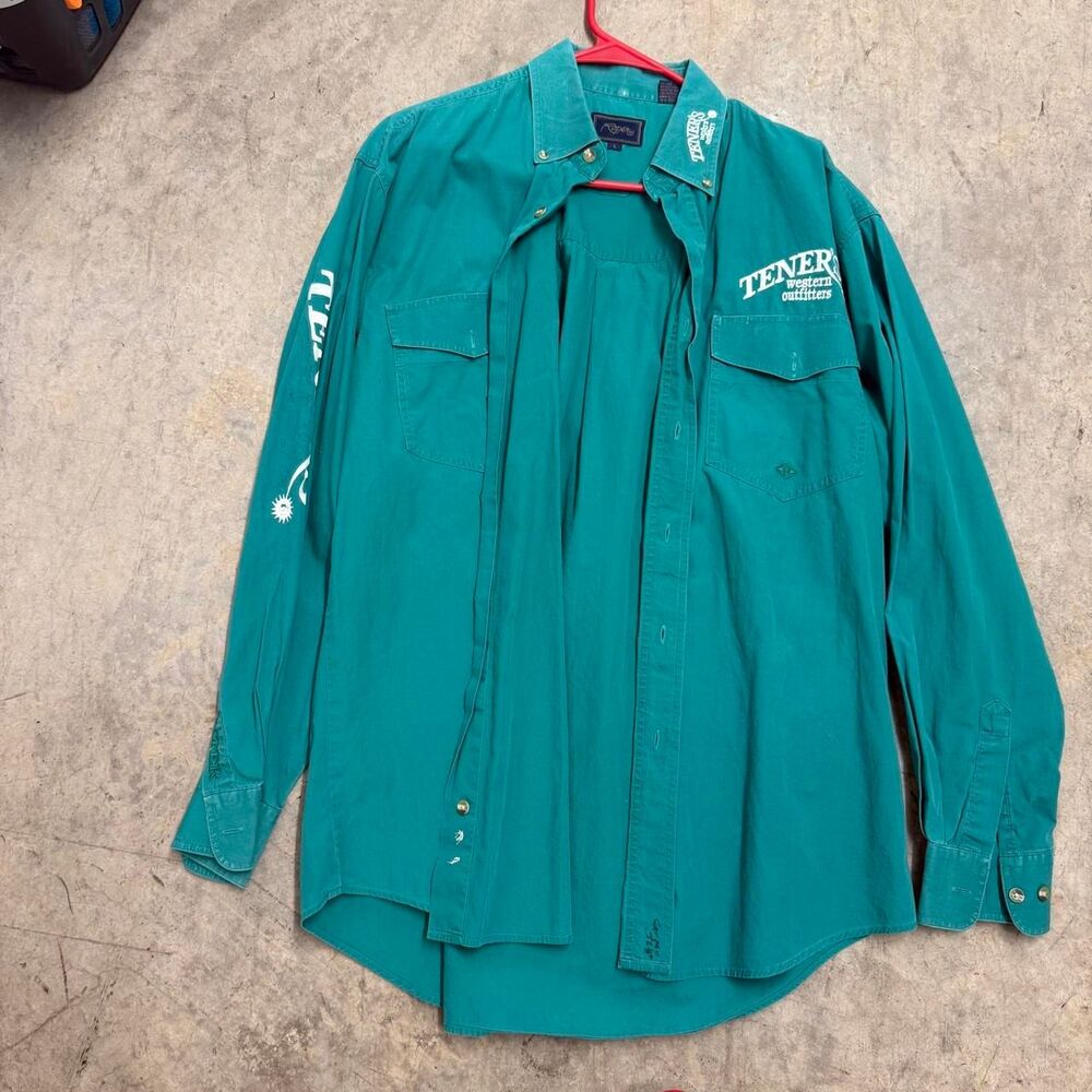 Roper Men's Green and Blue Button up- Large